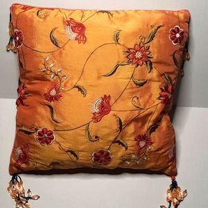 Embroidered Foral Pillow